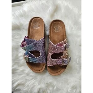 True Craft Glitter Slides Adjustable Buckle Sandals Sparkle Kids Size 4